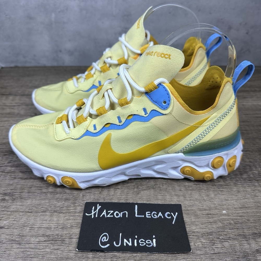 Nike~Women's~React Element 55 (BQ2728-700)Yellow/Blue Sneaker Shoes Size 7.5